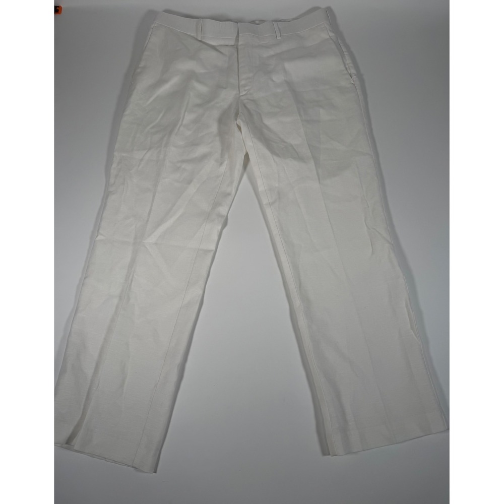 Cubavera Mens White Linen Blend Dress Pants 36x30 Old  Quiet Luxury Reaort